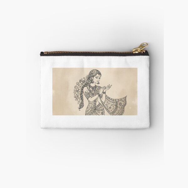 Item preview, Graceful Mithila Maiden - Indian Folk Madhubani Line Art Portrait designed and sold by robertronda1.