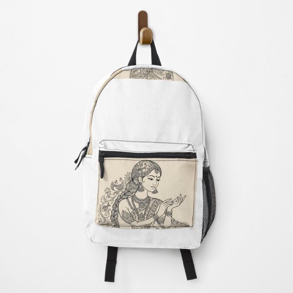 Item preview, Graceful Mithila Maiden - Indian Folk Madhubani Line Art Portrait designed and sold by robertronda1.