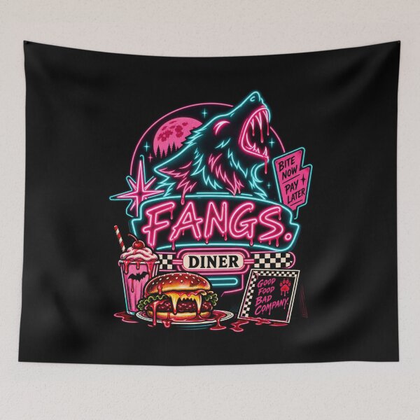 Item preview, Neon Fangs - Retro Horror Diner designed and sold by SidTastic .