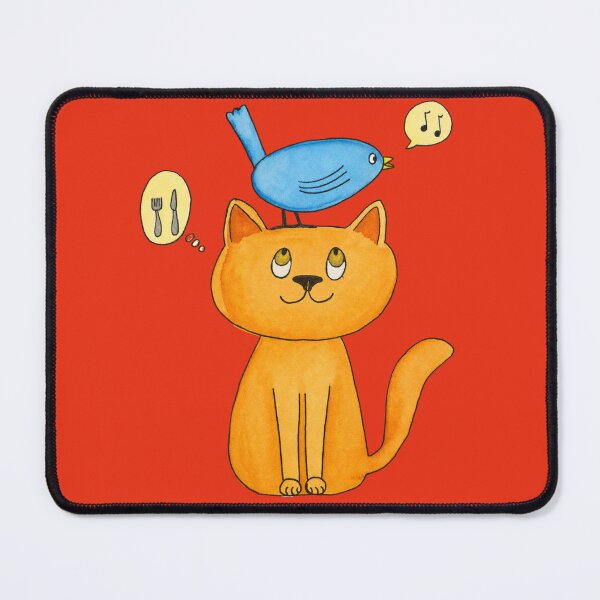 Item preview, Cat with Bird Singing on its Head designed and sold by cbfineart.