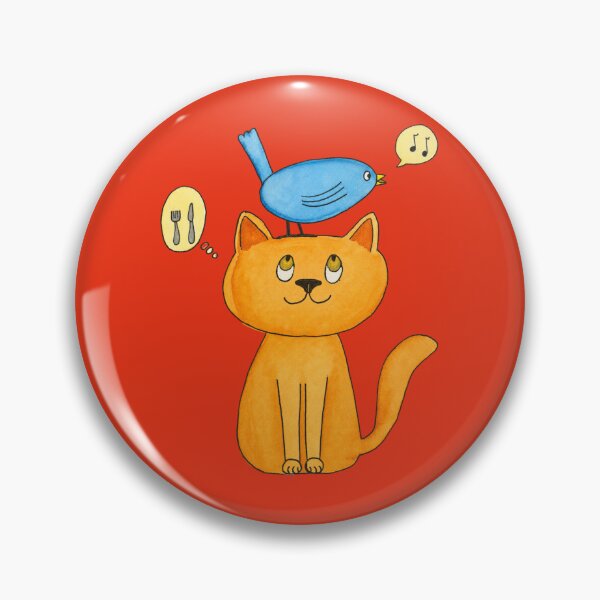 Item preview, Cat with Bird Singing on its Head designed and sold by cbfineart.