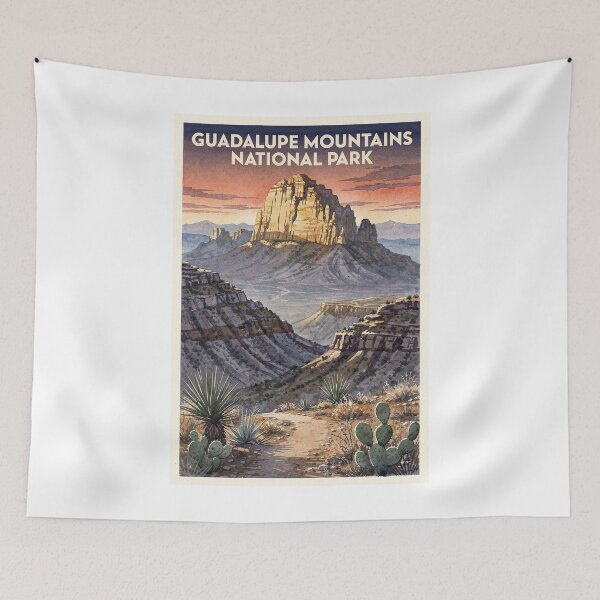 Item preview, Guadalupe Mountains National Park Texas Vintage Watercolor Travel designed and sold by Teelogic.