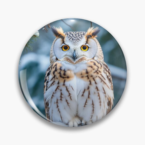 Item preview, Golden-Eyed Owl in a Snowy Forest designed and sold by Marina Langer Wildlife Art..