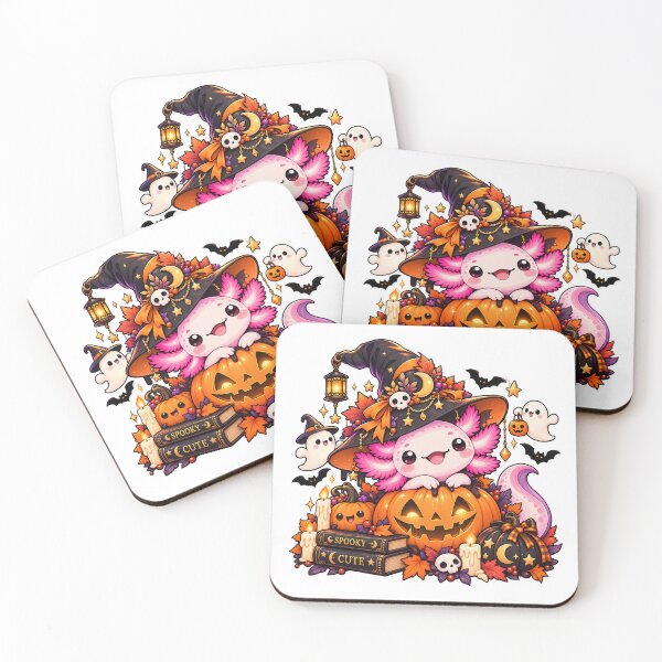 Item preview, Kawaii Axolotl Witch with Spooky Halloween Pumpkin designed and sold by RetroPop23.