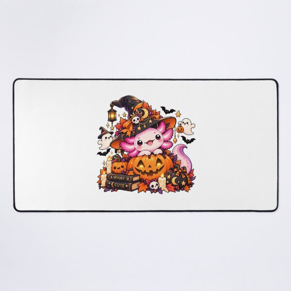 Item preview, Kawaii Axolotl Witch with Spooky Halloween Pumpkin designed and sold by RetroPop23.