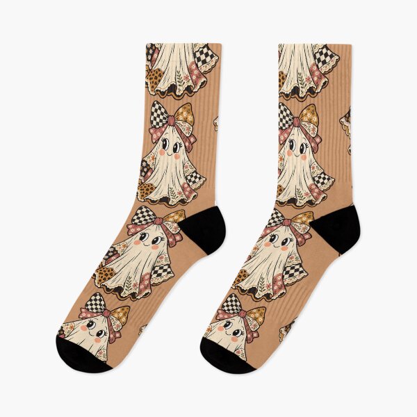 Item preview, Boho Ghost Vintage Cartoon Halloween Coquette Bow Botanical Patterns designed and sold by Itaya Art.