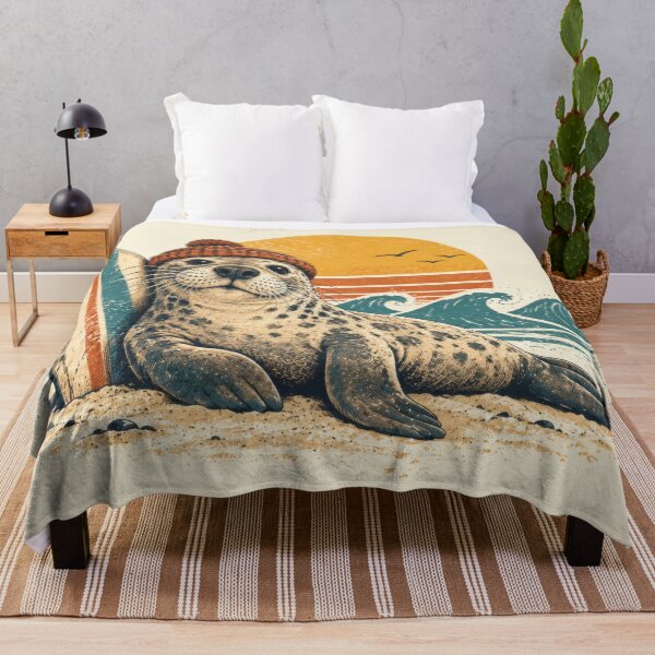 Item preview, Seal wearing a hat on beach designed and sold by anytka.