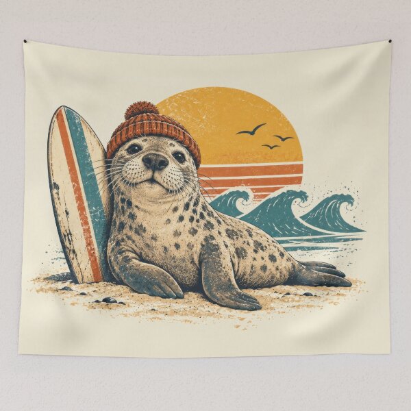 Item preview, Seal wearing a hat on beach designed and sold by anytka.