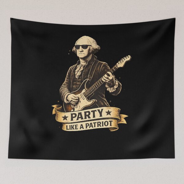 Item preview, Party Like A Patriot George Washington Guitar Rock Funny Patriotic designed and sold by slmfams.