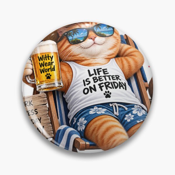 Item preview, Life Is Better on Friday – Funny Relaxed Cat Design designed and sold by WittyWearWorld.