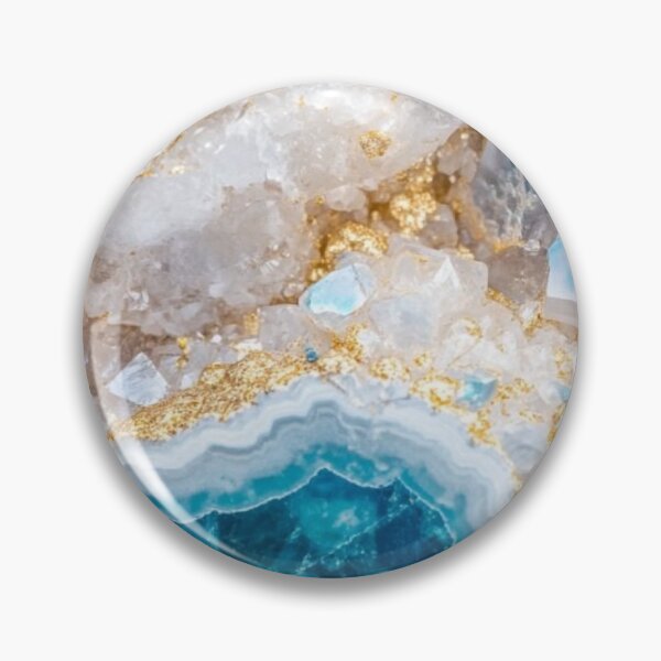 Item preview, Blue Agate Geode with Gold Veins — Crystal Mineral Marble Aesthetic designed and sold by LYAN-STORE.