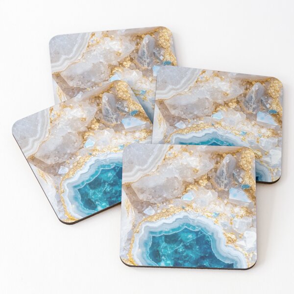 Item preview, Blue Agate Geode with Gold Veins — Crystal Mineral Marble Aesthetic designed and sold by LYAN-STORE.