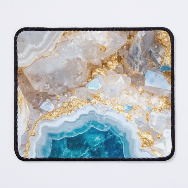 Item preview, Blue Agate Geode with Gold Veins — Crystal Mineral Marble Aesthetic designed and sold by LYAN-STORE.
