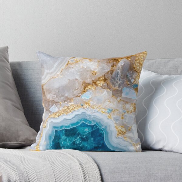 Item preview, Blue Agate Geode with Gold Veins — Crystal Mineral Marble Aesthetic designed and sold by LYAN-STORE.