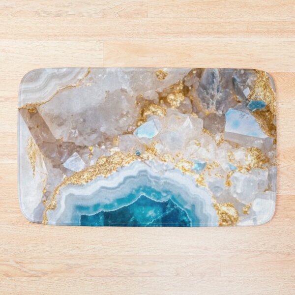 Item preview, Blue Agate Geode with Gold Veins — Crystal Mineral Marble Aesthetic designed and sold by LYAN-STORE.