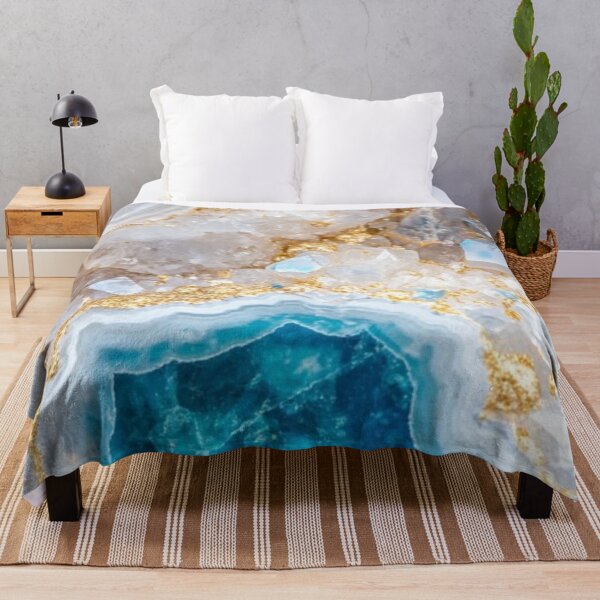 Item preview, Blue Agate Geode with Gold Veins — Crystal Mineral Marble Aesthetic designed and sold by LYAN-STORE.
