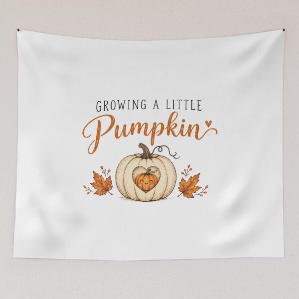 Item preview, growing a little pumpkin fall cute pumpkin harvest heart leaves designed and sold by DariaOltes.