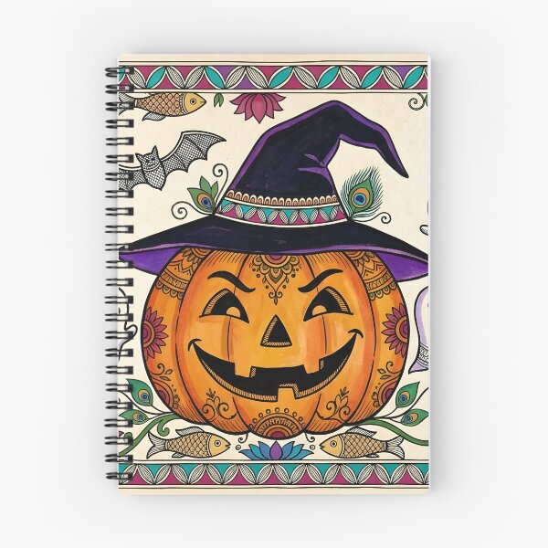 Item preview, Spooky Mithila - Halloween Pumpkin Witch Madhubani Fusion Art designed and sold by robertronda1.