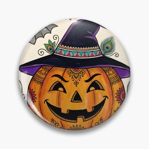 Item preview, Spooky Mithila - Halloween Pumpkin Witch Madhubani Fusion Art designed and sold by robertronda1.