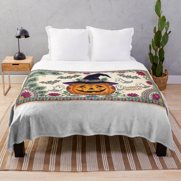 Item preview, Spooky Mithila - Halloween Pumpkin Witch Madhubani Fusion Art designed and sold by robertronda1.