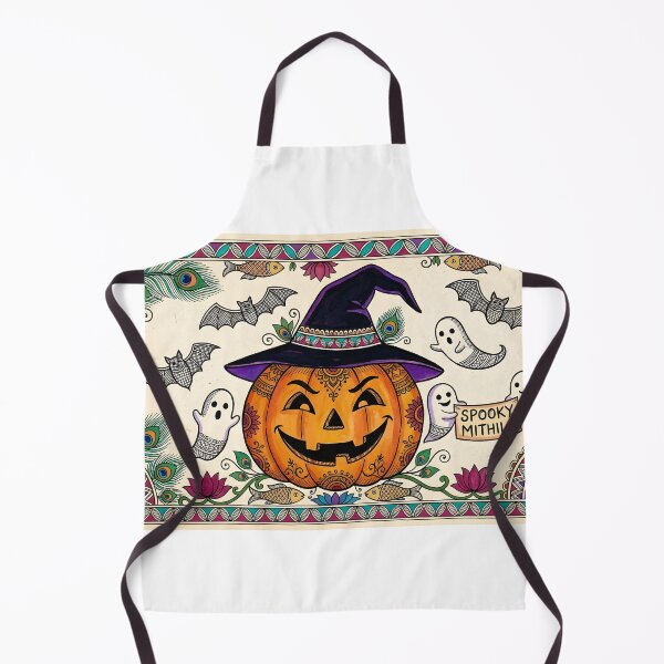 Item preview, Spooky Mithila - Halloween Pumpkin Witch Madhubani Fusion Art designed and sold by robertronda1.