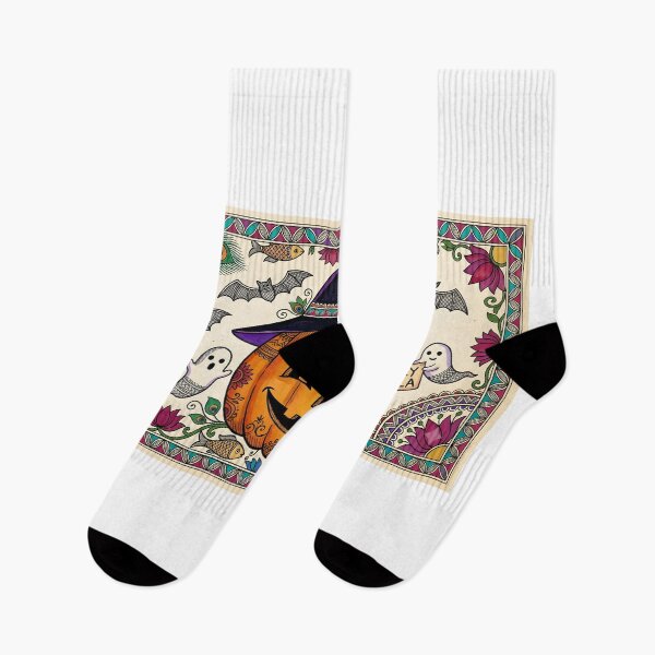 Item preview, Spooky Mithila - Halloween Pumpkin Witch Madhubani Fusion Art designed and sold by robertronda1.
