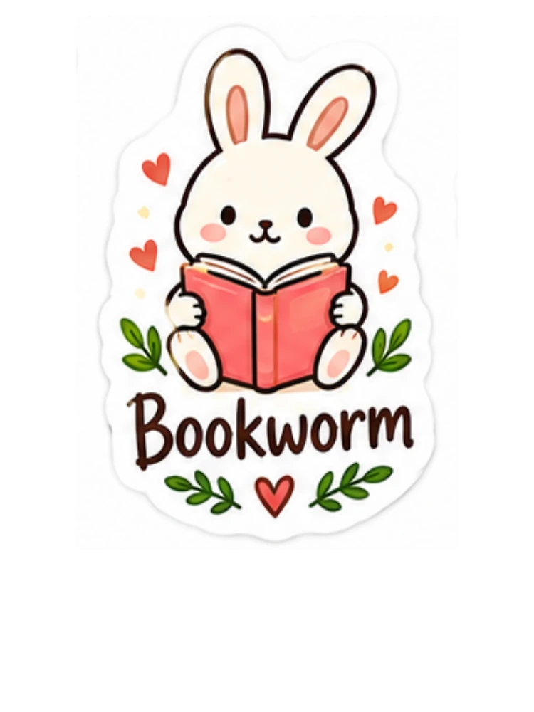 Thumbnail 7 of 7, Oversized T-Shirt, Bookworm Sticker – Cute Reading Rabbit Book Lover Sticker designed and sold by LearnFunStore.