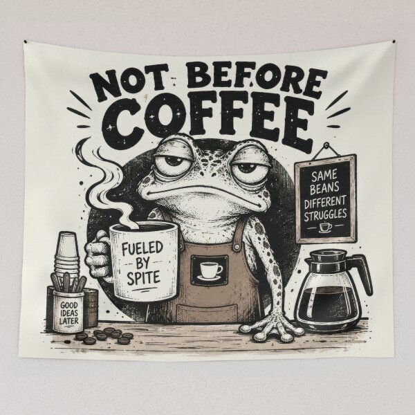 Item preview, Frog with coffee mug and sign designed and sold by anytka.