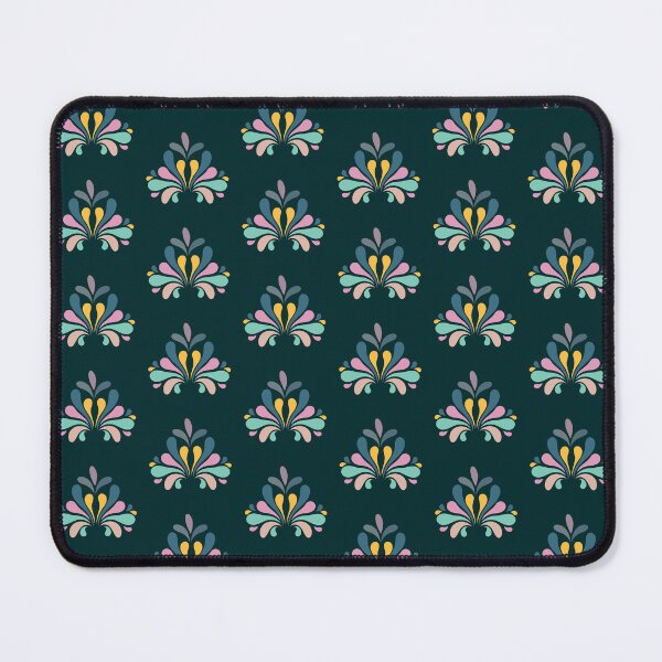 Item preview, Vintage Floral Teardrop Burst Motif Dark Teal Pattern designed and sold by Jyoti Digital Artist.