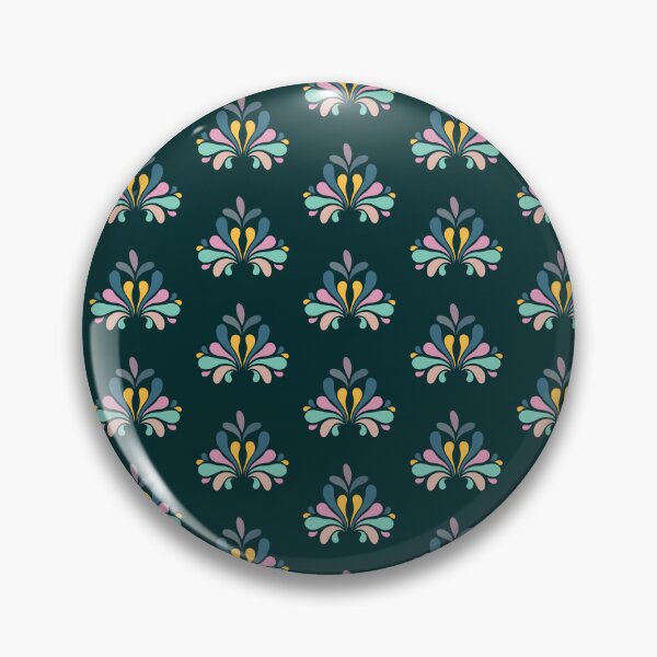 Item preview, ​Vintage Floral Teardrop Burst Motif Dark Teal Pattern designed and sold by ​Jyoti Digital Artist.