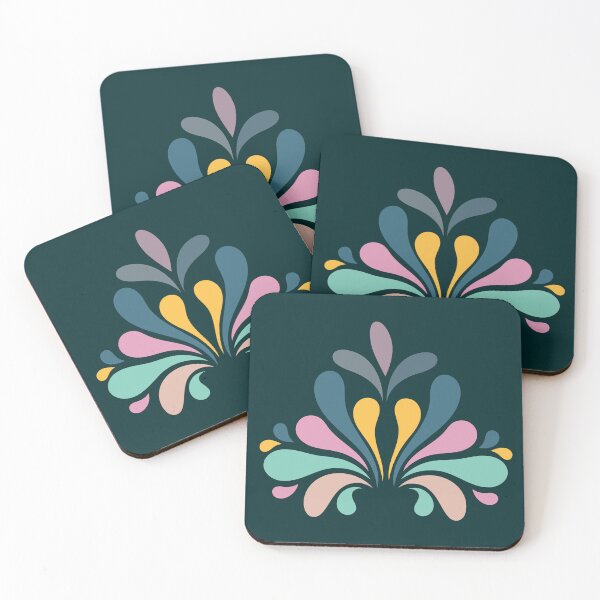 Item preview, ​Vintage Floral Teardrop Burst Motif Dark Teal Pattern designed and sold by ​Jyoti Digital Artist.