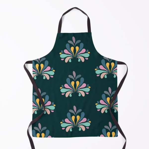 Item preview, ​Vintage Floral Teardrop Burst Motif Dark Teal Pattern designed and sold by ​Jyoti Digital Artist.