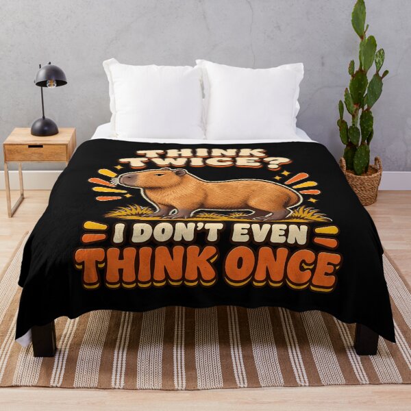 Item preview, Think Twice I Don't Even Think Once Funny Capybara Retro Animal Humor  designed and sold by Photo-Sphere101.