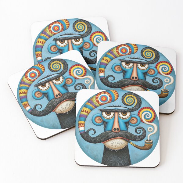 Item preview, T-Shirt - Sticker - Whimsical Mustache Folk Art designed and sold by ForeverPrintsOK.