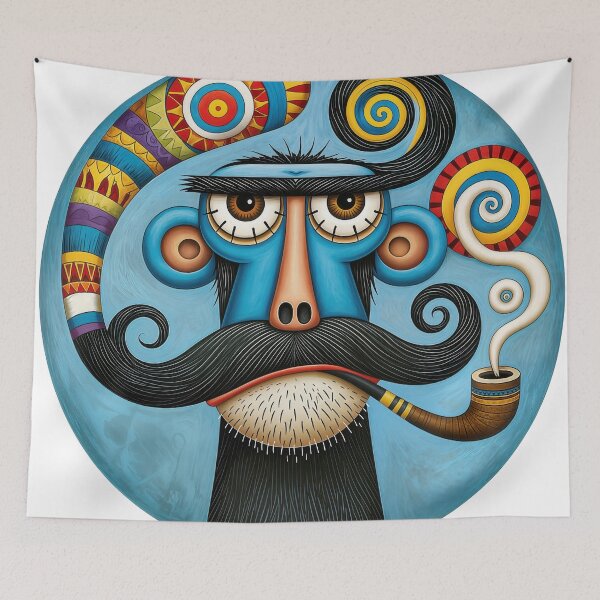 Item preview, T-Shirt - Sticker - Whimsical Mustache Folk Art designed and sold by ForeverPrintsOK.