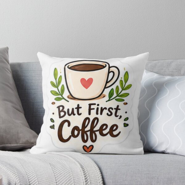 Artikelvorschau, Aber zuerst Kaffee-Aufkleber – Niedlicher Tassenaufkleber für Kaffeeliebhaber entworfen und verkauft von LearnFunStore.