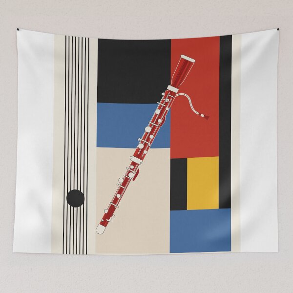 Item preview, The Red Bassoon Art Print, Bauhaus Music Print, Bassoon Player Gift, Classical Music Art, Geometric Instrument Print, Music Room Decor designed and sold by Studio pod Burom.