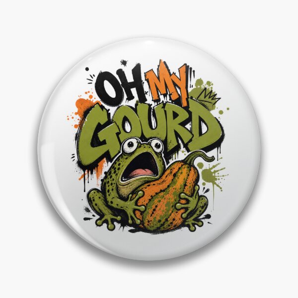 Item preview, Oh My Gourd Graffiti Frog T-Shirt | Funny Shocked Toad Hugging Squash Green Neon Fall Gift designed and sold by illeN-Art-World.