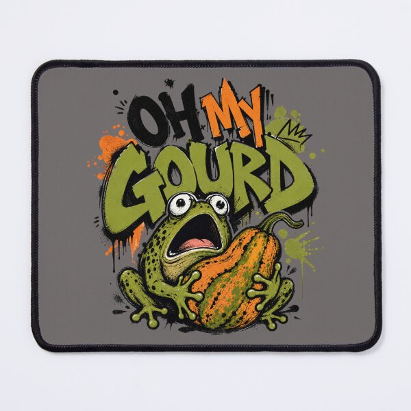Item preview, Oh My Gourd Graffiti Frog T-Shirt | Funny Shocked Toad Hugging Squash Green Neon Fall Gift designed and sold by illeN-Art-World.