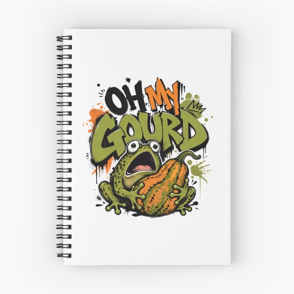Item preview, Oh My Gourd Graffiti Frog T-Shirt | Funny Shocked Toad Hugging Squash Green Neon Fall Gift designed and sold by illeN-Art-World.