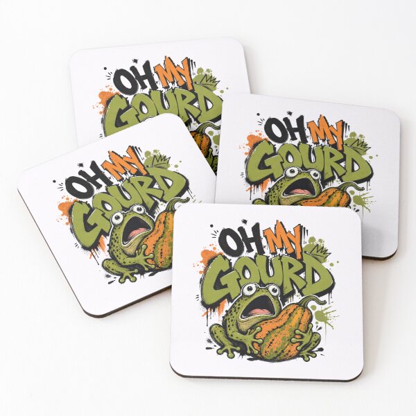 Item preview, Oh My Gourd Graffiti Frog T-Shirt | Funny Shocked Toad Hugging Squash Green Neon Fall Gift designed and sold by illeN-Art-World.