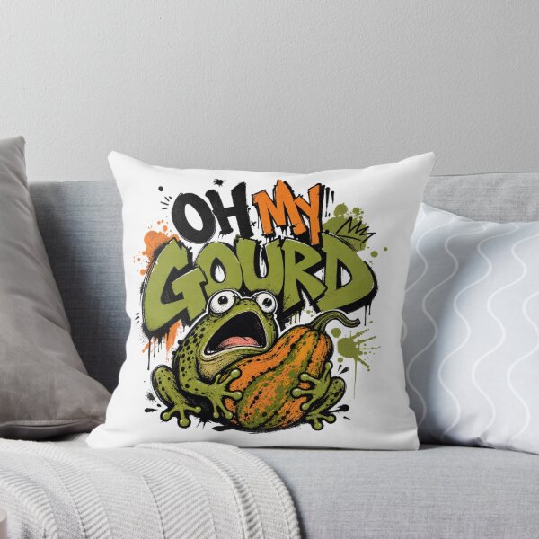 Item preview, Oh My Gourd Graffiti Frog T-Shirt | Funny Shocked Toad Hugging Squash Green Neon Fall Gift designed and sold by illeN-Art-World.