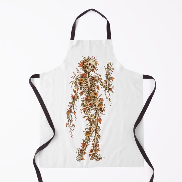 Item preview, skeleton autumn floral skull art print long sleeve halloween fall harvest designed and sold by DariaOltes.