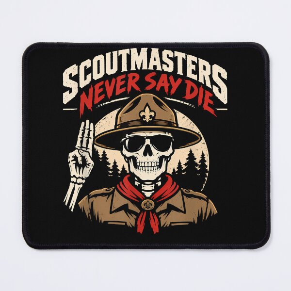 Item preview, Scoutmasters Never Say Die Skeleton Scout Leader Funny Camping designed and sold by slmfams.
