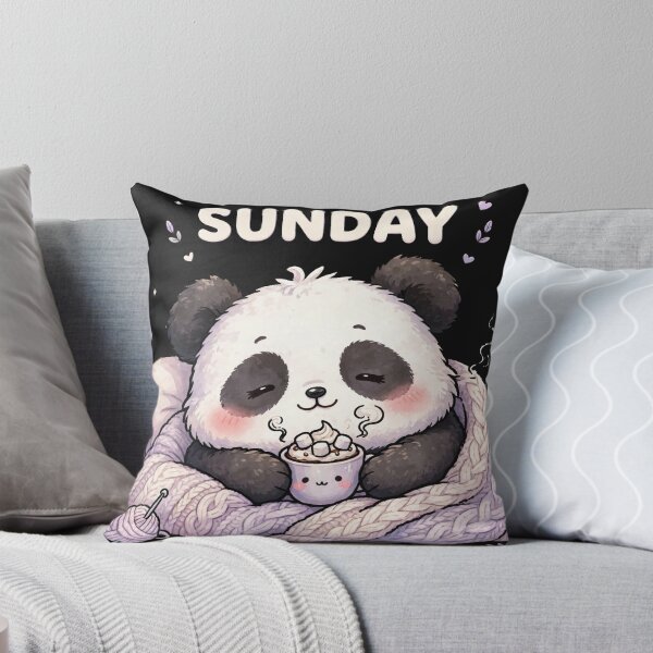 Item preview, Sunday Lazy Panda Blanket - Cute Cozy Rest Day  designed and sold by Surviving Monday Club.