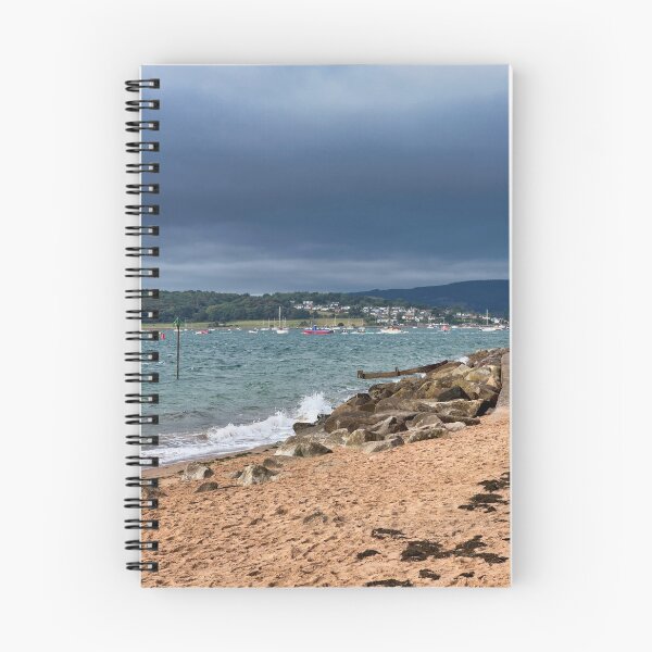 Item preview, Exmouth Devon Beach Photography | Stormy Coastal Seascape with Boats on the Exe Estuary designed and sold by leonwoods.