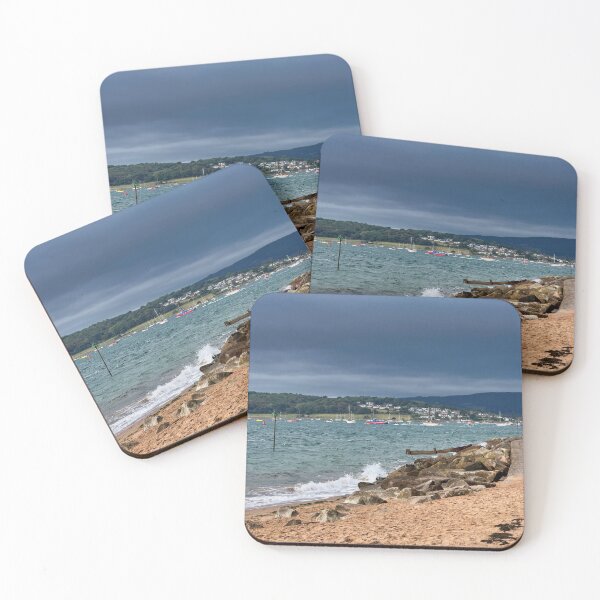 Item preview, Exmouth Devon Beach Photography | Stormy Coastal Seascape with Boats on the Exe Estuary designed and sold by leonwoods.
