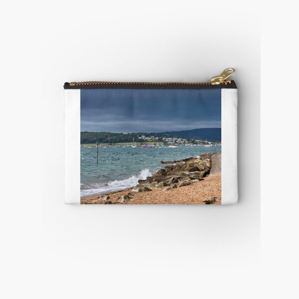 Item preview, Exmouth Devon Beach Photography | Stormy Coastal Seascape with Boats on the Exe Estuary designed and sold by leonwoods.