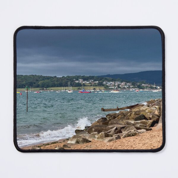 Item preview, Exmouth Devon Beach Photography | Stormy Coastal Seascape with Boats on the Exe Estuary designed and sold by leonwoods.
