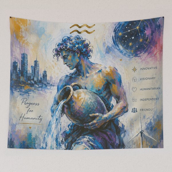Item preview, Aquarius Painting – Celestial Zodiac Sign Astrology Artwork designed and sold by GalleryKauffeld.